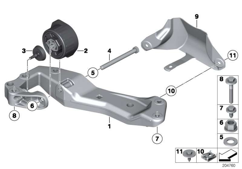 Резинометаллический шарнир
 BMW 22326777389