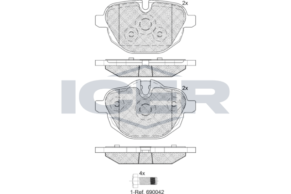 Комплект тормозных колодок, дисковый тормоз ICER 182004