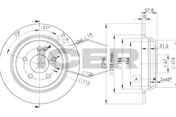 Тормозной диск ICER 78BD04162