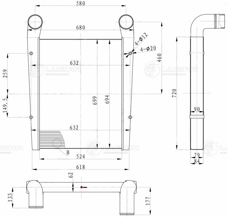 Интеркулер LUZAR LRIC1236