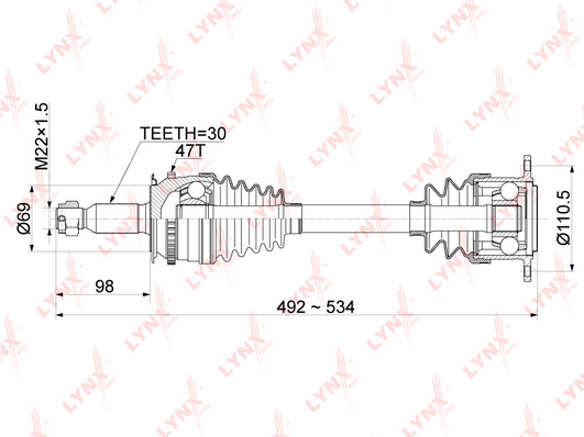 Приводной вал LYNX CD1086A