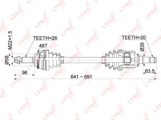 Приводной вал LYNX CD1154A