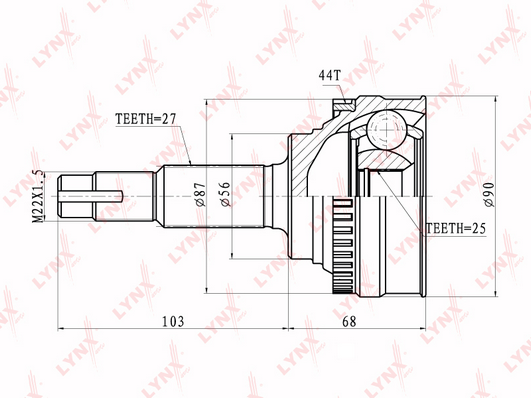 Шарнирный комплект, приводной вал LYNX CO5718A
