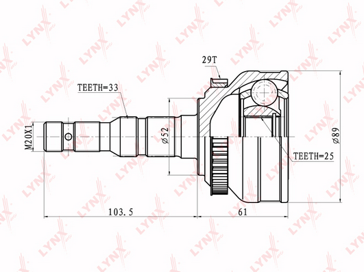 Шарнирный комплект, приводной вал LYNX CO5901A