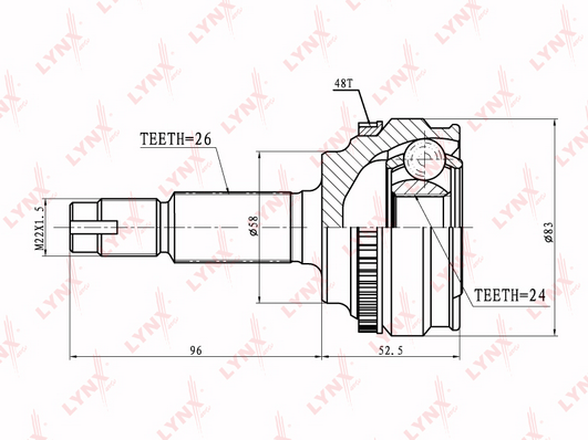 Шарнирный комплект, приводной вал LYNX CO7520A