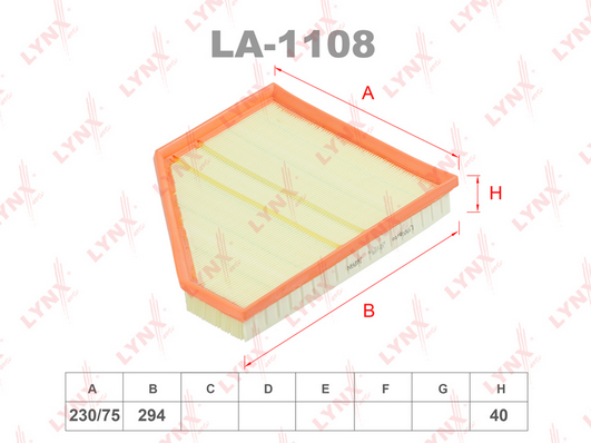 Воздушный фильтр LYNX LA1108