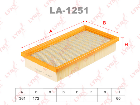 Воздушный фильтр LYNX LA1251