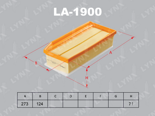 Воздушный фильтр LYNX LA1900