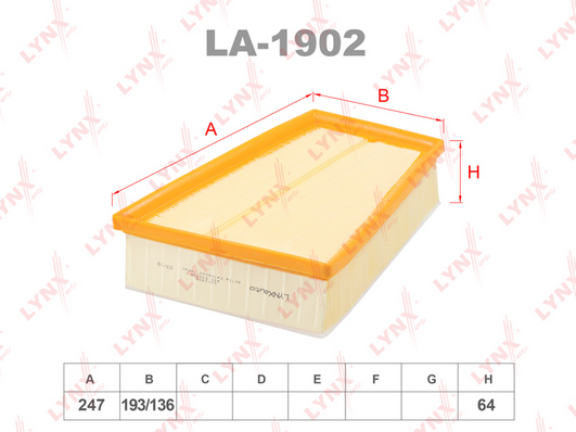 Воздушный фильтр LYNX LA1902