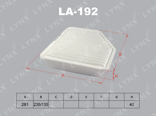 Воздушный фильтр LYNX LA192