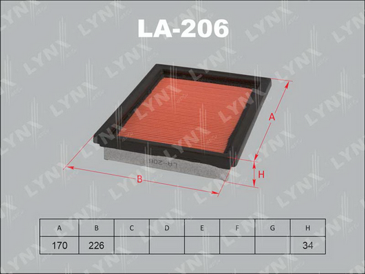 Воздушный фильтр LYNX LA206