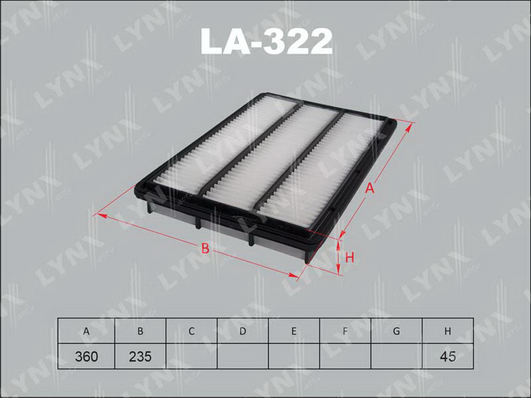Воздушный фильтр LYNX LA322