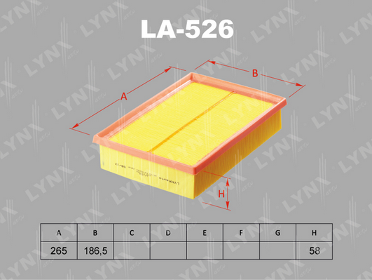 Воздушный фильтр LYNX LA526