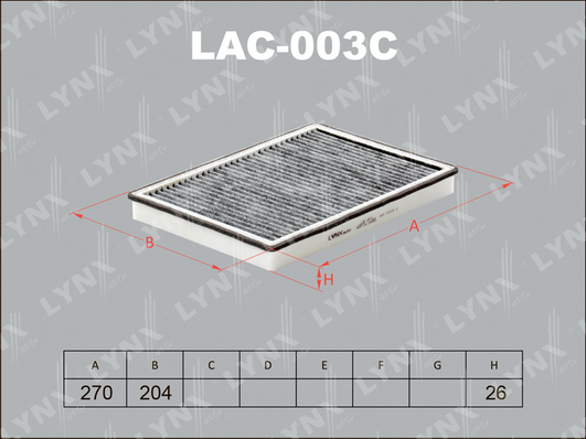 Фильтр, воздух во внутренном пространстве LYNX LAC003C
