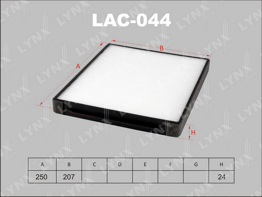 Фильтр, воздух во внутренном пространстве LYNX LAC044