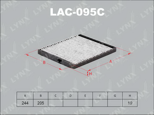 Фильтр, воздух во внутренном пространстве LYNX LAC095C