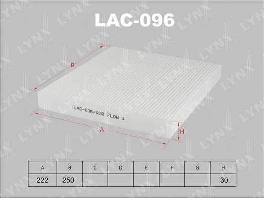 Фильтр, воздух во внутренном пространстве LYNX LAC096