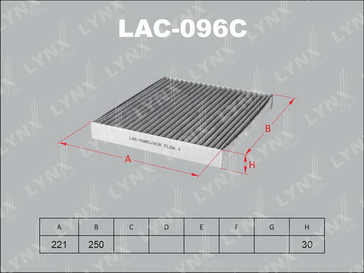 Фильтр, воздух во внутренном пространстве LYNX LAC096C