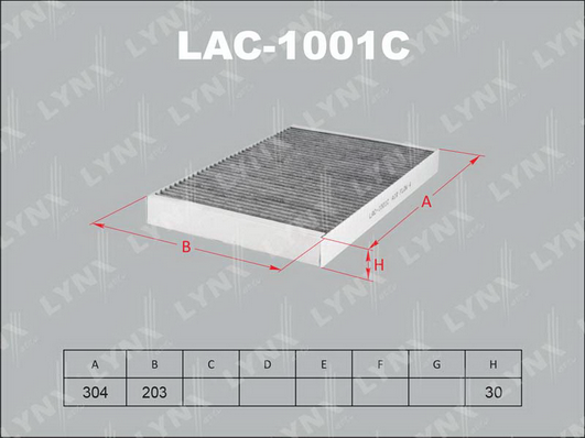 Фильтр, воздух во внутренном пространстве LYNX LAC1001C