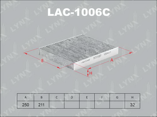 Фильтр, воздух во внутренном пространстве LYNX LAC1006C