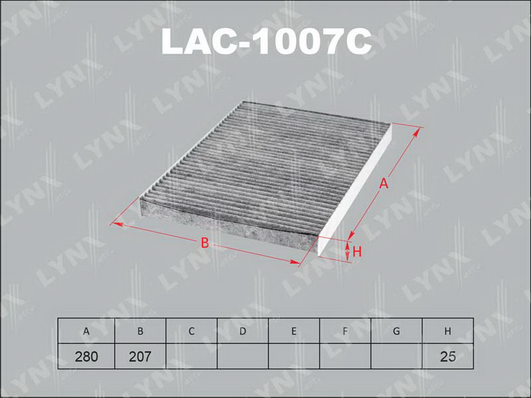 Фильтр, воздух во внутренном пространстве LYNX LAC1007C