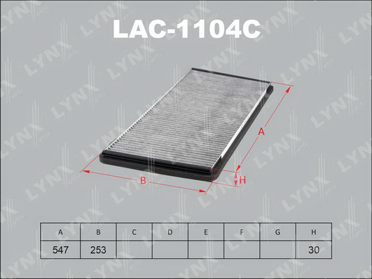 Фильтр, воздух во внутренном пространстве LYNX LAC1104C