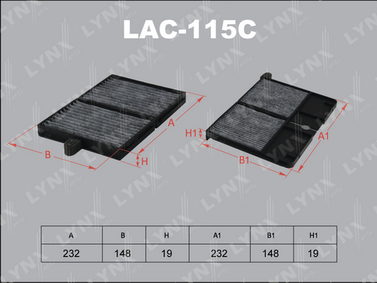 Фильтр, воздух во внутренном пространстве LYNX LAC115C