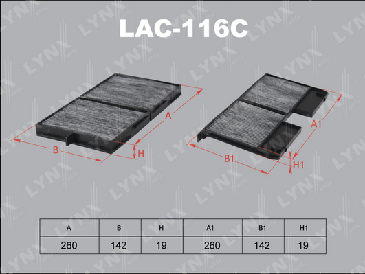 Фильтр, воздух во внутренном пространстве LYNX LAC116C