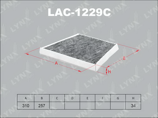 Фильтр, воздух во внутренном пространстве LYNX LAC1229C
