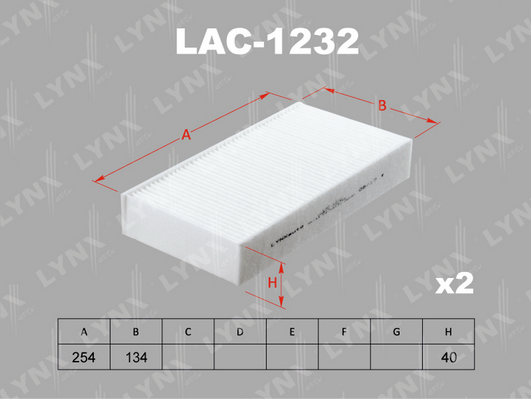 Фильтр, воздух во внутренном пространстве LYNX LAC1232