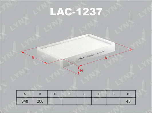 Фильтр, воздух во внутренном пространстве LYNX LAC1237