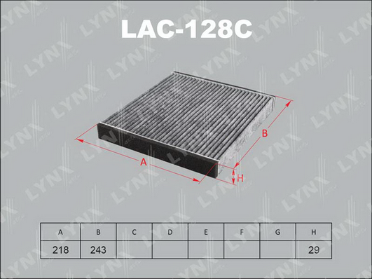 Фильтр, воздух во внутренном пространстве LYNX LAC128C