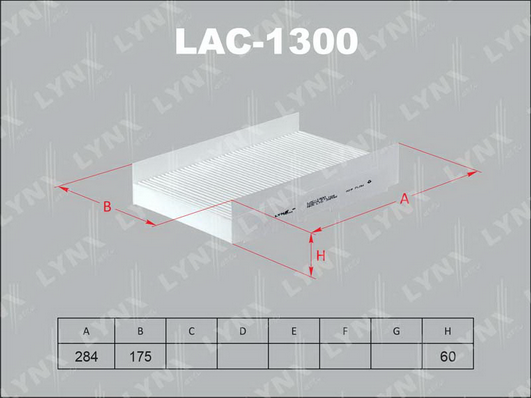 Фильтр, воздух во внутренном пространстве LYNX LAC1300