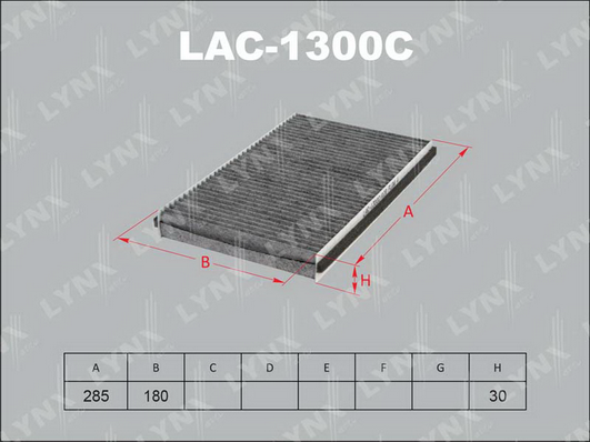 Фильтр, воздух во внутренном пространстве LYNX LAC1300C