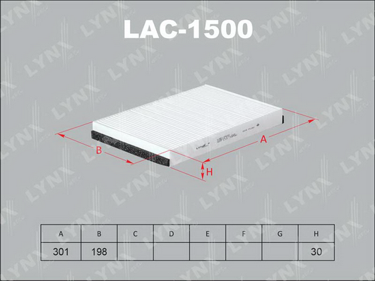 Фильтр, воздух во внутренном пространстве LYNX LAC1500