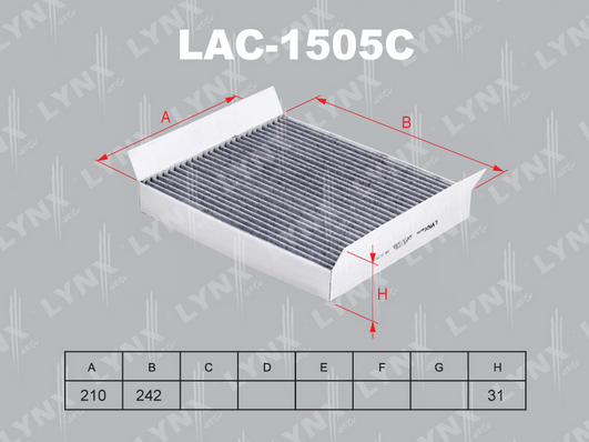 Фильтр, воздух во внутренном пространстве LYNX LAC1505C