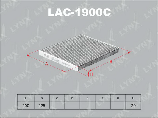 Фильтр, воздух во внутренном пространстве LYNX LAC1900C