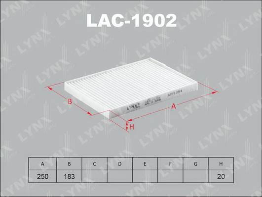 Фильтр, воздух во внутренном пространстве LYNX LAC1902