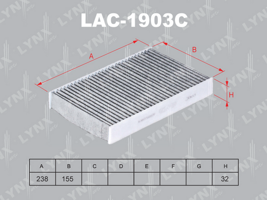 Фильтр, воздух во внутренном пространстве LYNX LAC1903C