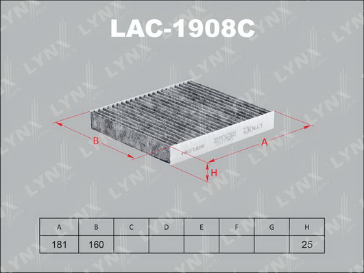 Фильтр, воздух во внутренном пространстве LYNX LAC1908C