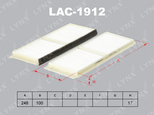 Фильтр, воздух во внутренном пространстве LYNX LAC1912