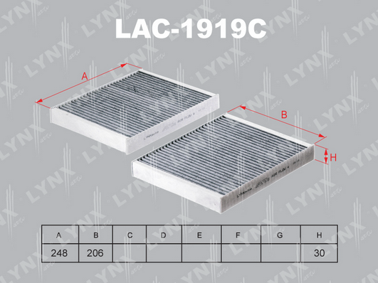 Фильтр, воздух во внутренном пространстве LYNX LAC1919C