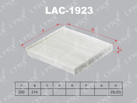 Фильтр, воздух во внутренном пространстве LYNX LAC1923