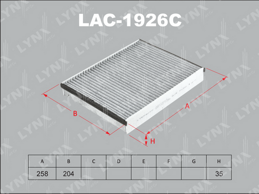 Фильтр, воздух во внутренном пространстве LYNX LAC1926C