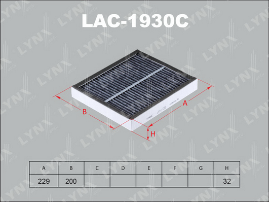 Фильтр, воздух во внутренном пространстве LYNX LAC1930C