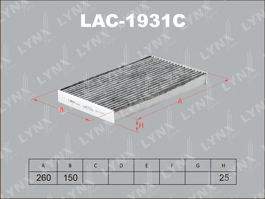 Фильтр, воздух во внутренном пространстве LYNX LAC1931C