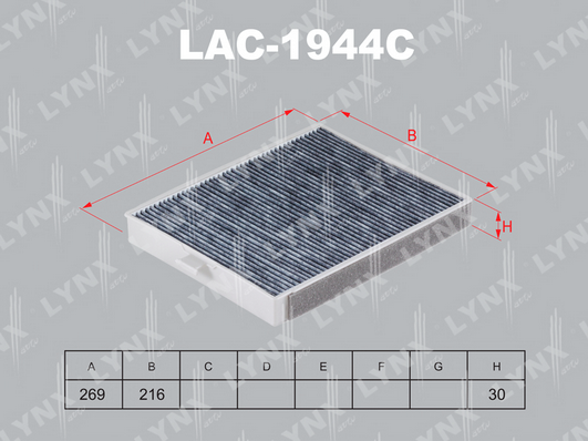 Фильтр, воздух во внутренном пространстве LYNX LAC1944C