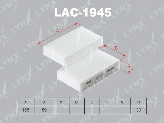 Фильтр, воздух во внутренном пространстве LYNX LAC1945
