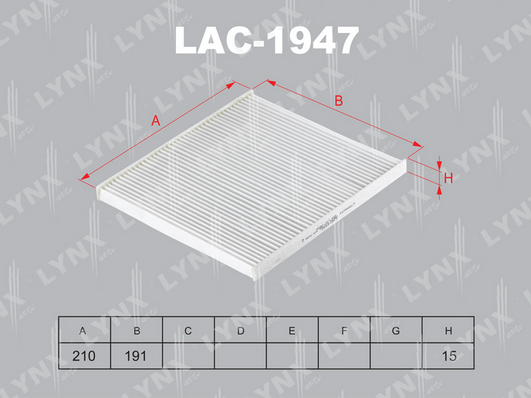 Фильтр, воздух во внутренном пространстве LYNX LAC1947