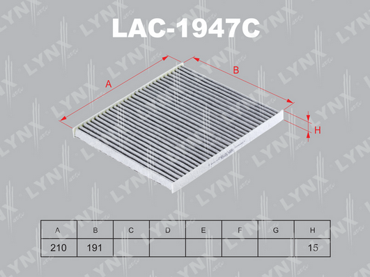 Фильтр, воздух во внутренном пространстве LYNX LAC1947C